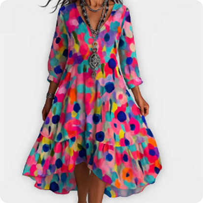 Weit geschnittenes Kleid - Mit Blumenmustern