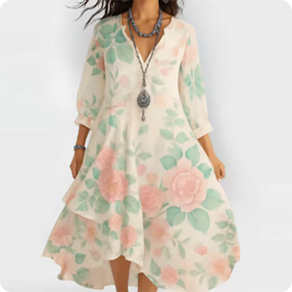 Weit geschnittenes Kleid - Mit Blumenmustern
