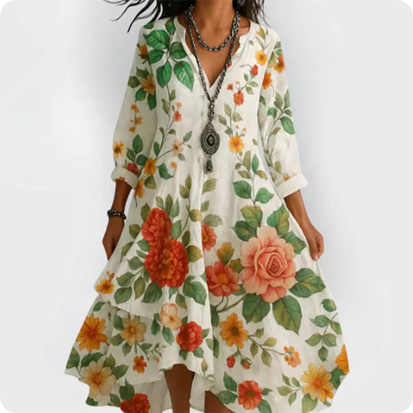 Weit geschnittenes Kleid - Mit Blumenmustern