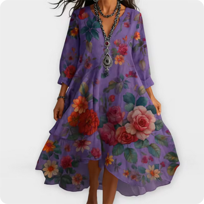 Weit geschnittenes Kleid - Mit Blumenmustern