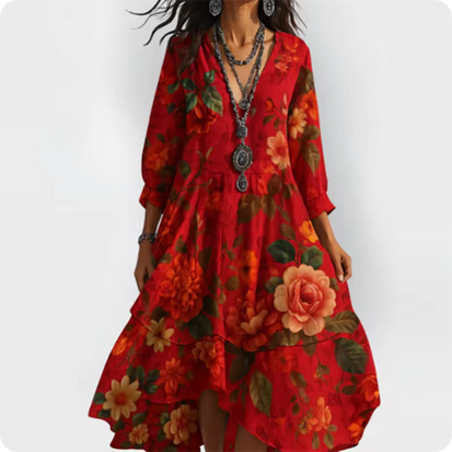 Weit geschnittenes Kleid - Mit Blumenmustern