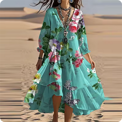 Weit geschnittenes Kleid - Mit Blumenmustern