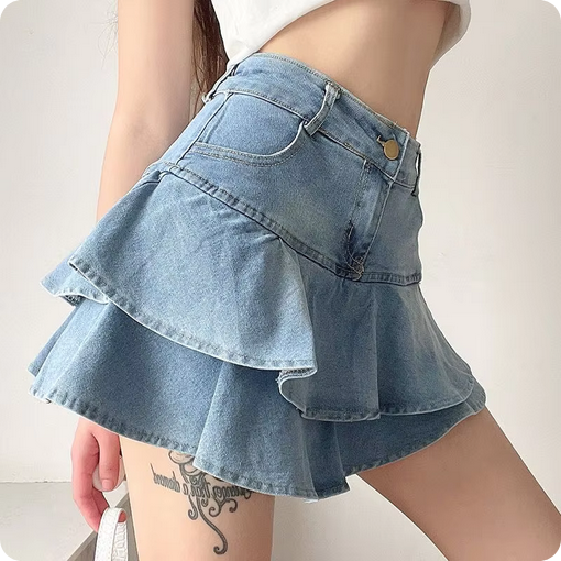 Ansehnlicher Jeansrock - Mit zwei-Lagen-Design