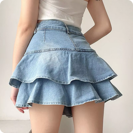 Ansehnlicher Jeansrock - Mit zwei-Lagen-Design