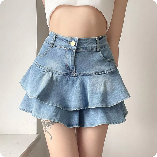 Ansehnlicher Jeansrock - Mit zwei-Lagen-Design