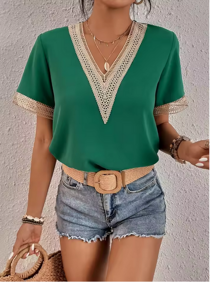 Ausgefallenes T-Shirt - Mit Spitzenverzierungen