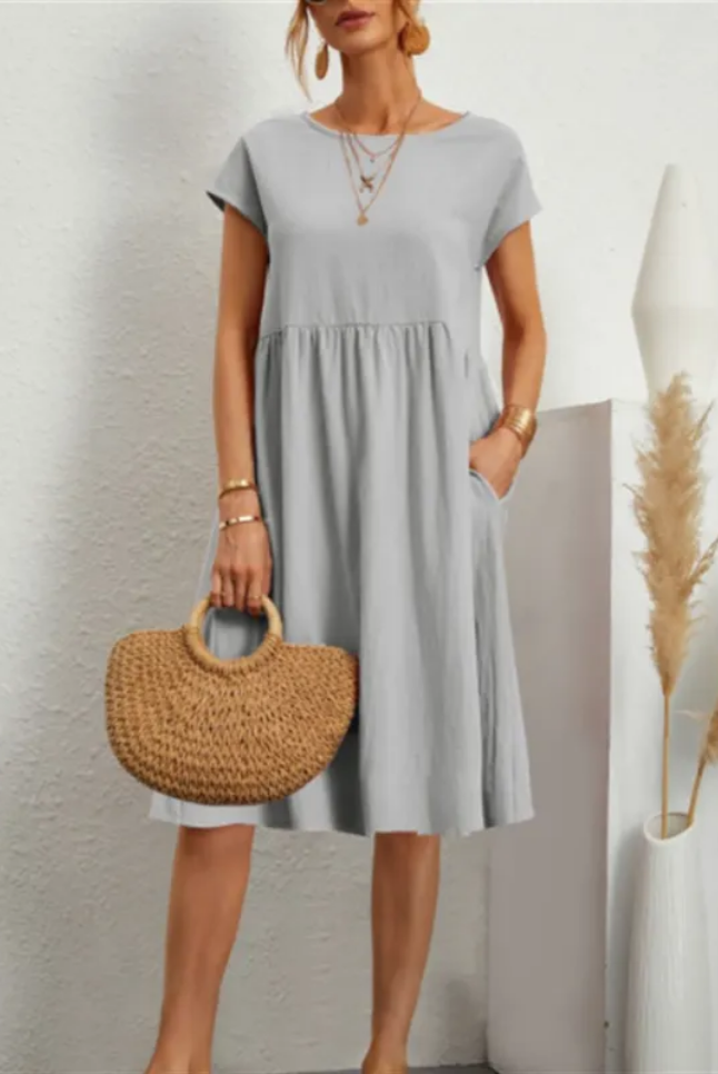 Baumwollmix-Kleid – Seitentaschen & lockere Form