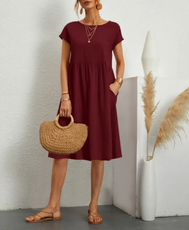 Baumwollmix-Kleid – Seitentaschen & lockere Form