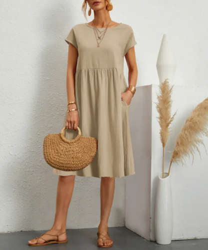 Baumwollmix-Kleid – Seitentaschen & lockere Form