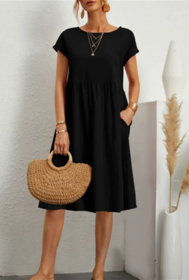 Baumwollmix-Kleid – Seitentaschen & lockere Form
