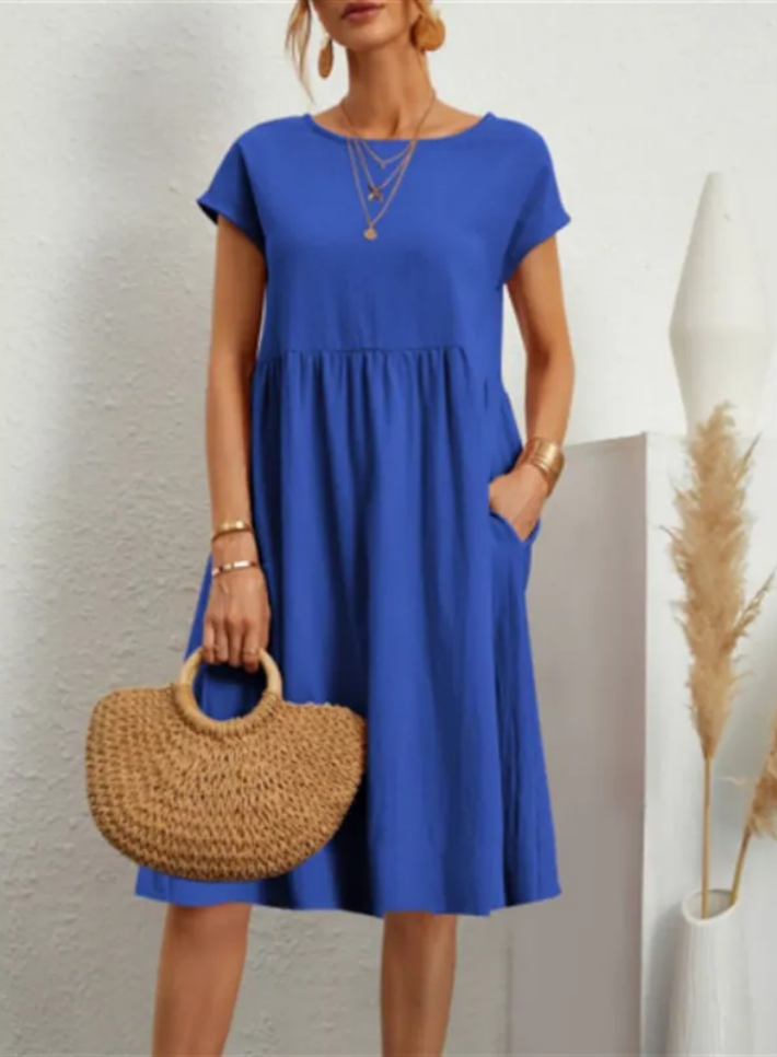 Baumwollmix-Kleid – Seitentaschen & lockere Form