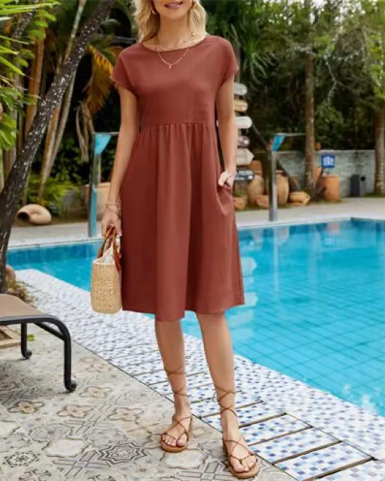Baumwollmix-Kleid – Seitentaschen & lockere Form