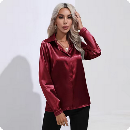 Bluse – Glänzend & mittlere Passform