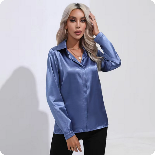 Bluse – Glänzend & mittlere Passform