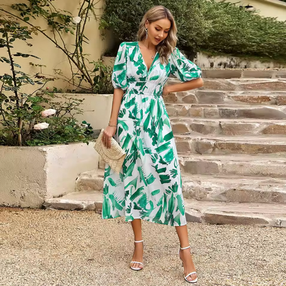 Boho-Kleid - Mehrfarbig & V-Ausschnitt