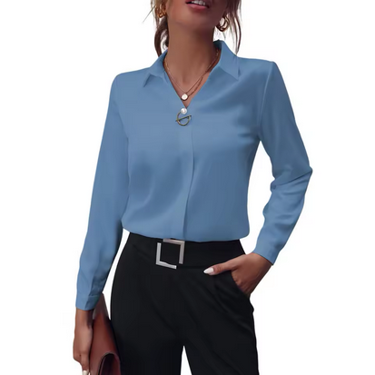 Business- & Freizeitbluse - Minimalistisch & mit Umlegekragen