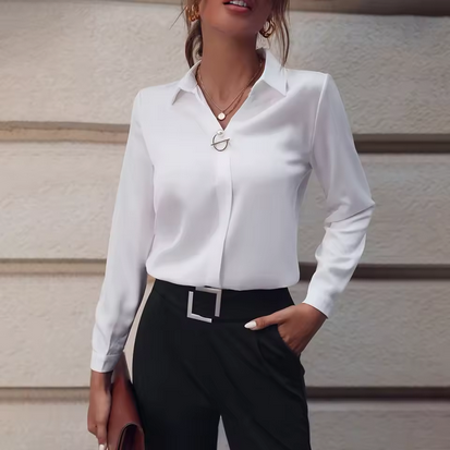 Business- & Freizeitbluse - Minimalistisch & mit Umlegekragen