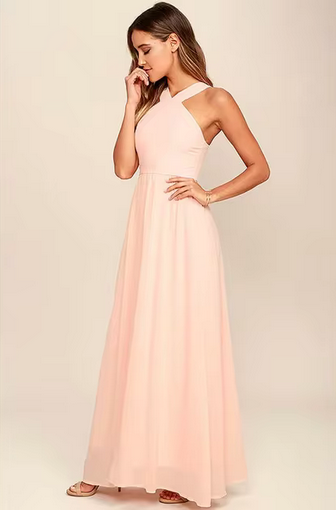 Chiffon-Maxikleid – Gekreuzte Träger & fließender Schnitt