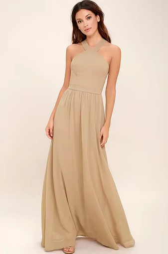 Chiffon-Maxikleid – Gekreuzte Träger & fließender Schnitt