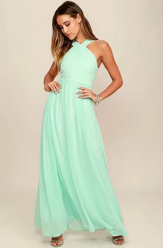 Chiffon-Maxikleid – Gekreuzte Träger & fließender Schnitt