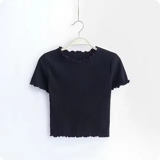 Crop Top – Geripptes Strickdesign & Wellennaht