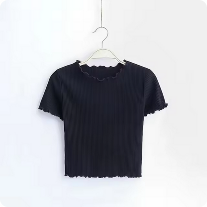Crop Top – Geripptes Strickdesign & Wellennaht