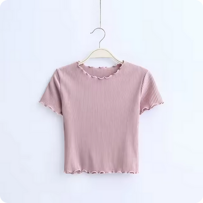 Crop Top – Geripptes Strickdesign & Wellennaht