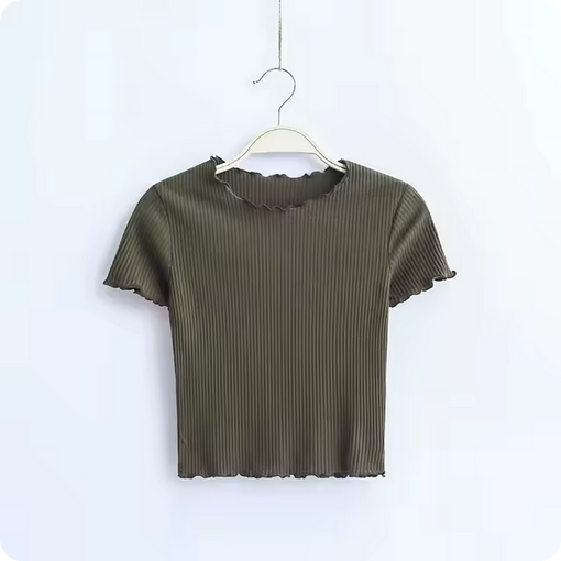 Crop Top – Geripptes Strickdesign & Wellennaht