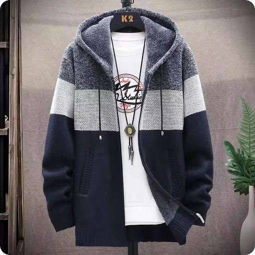 Dreifarbiger Pullover - Mit Kordelzug & Eingrifftaschen