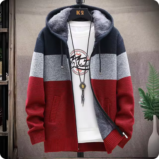 Alejandro - Dreifarbiger Pullover mit Kordelzug & Eingrifftaschen