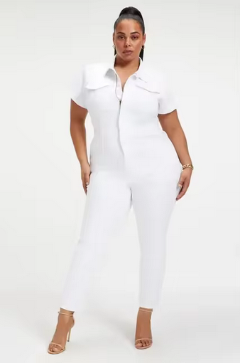 Einfarbiger Jumpsuit - Mit Reißverschluss