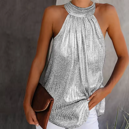 Elegantes Oberteil - Leicht glitzernd & Halsring