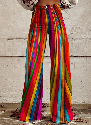 Farbenfrohe High-Waist Hose