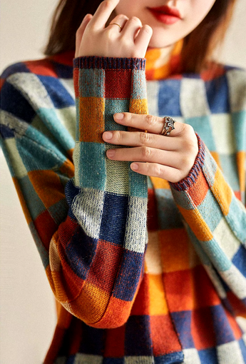 Farbenfroher, leichter Strickpullover für Damen