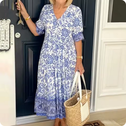 Geblümtes, langes Sommerkleid
