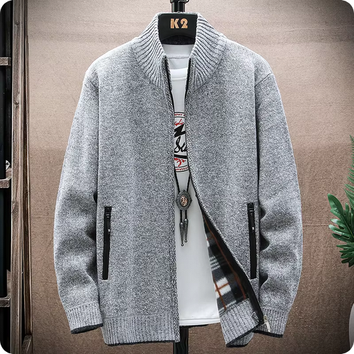 Alberto - Gemütlicher Cardigan mit Reißverschluss & Taschen
