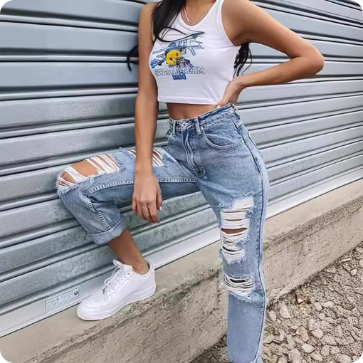 High-Waist-Jeans - im Ripped-Look