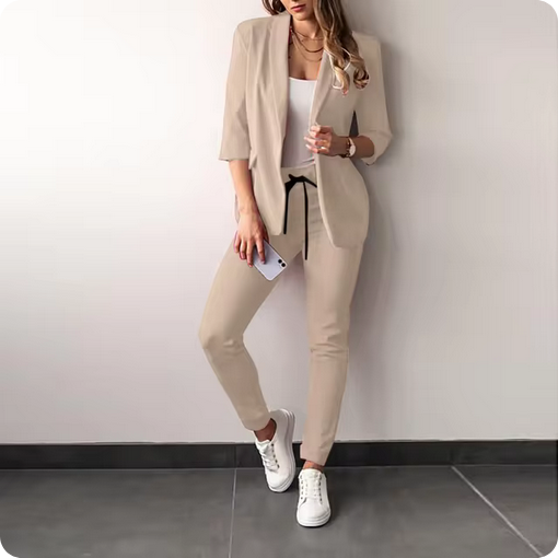 Yolanda - Hochwertiger, Zweiteiliger Anzug mit Blazer & Taschen