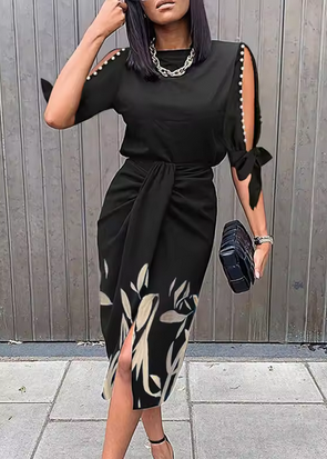 Hübsches Abendkleid - Geschlitzte Ärmel & Verzierungen
