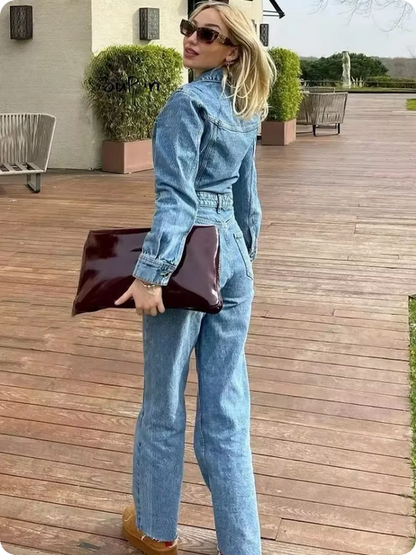 Jeans Langarmoverall - Mit großen Brusttaschen