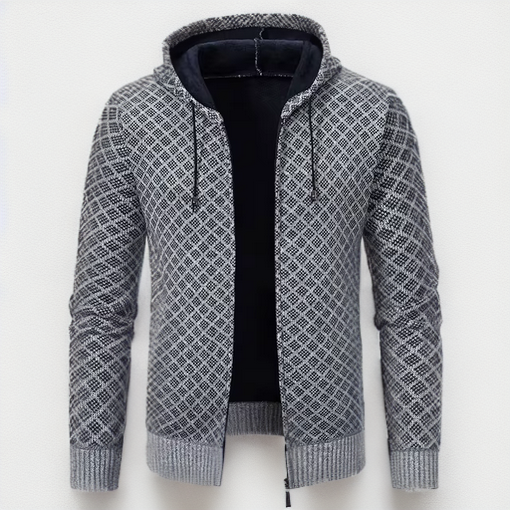 Enrique - Kapuzenpullover mit Kariertem Muster & Reißverschluss