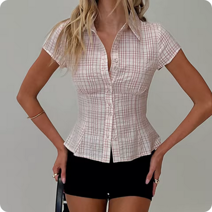 Karierte Sommerbluse - Für Freizeit & Business