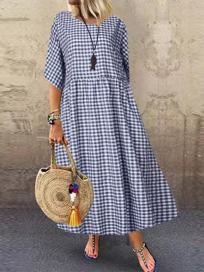 Kariertes Maxikleid - lang & weit geschnitten