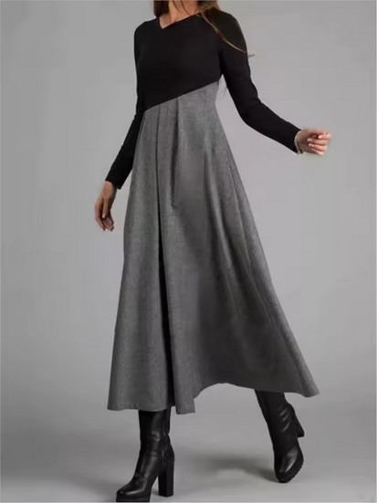 Langes Kleid für Damen - 2-farbig & diagonale Trennung