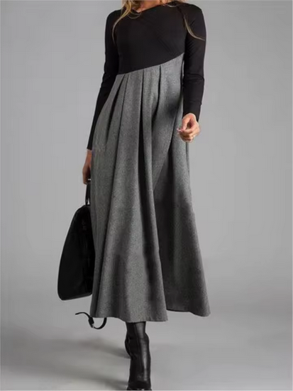 Langes Kleid für Damen - 2-farbig & diagonale Trennung