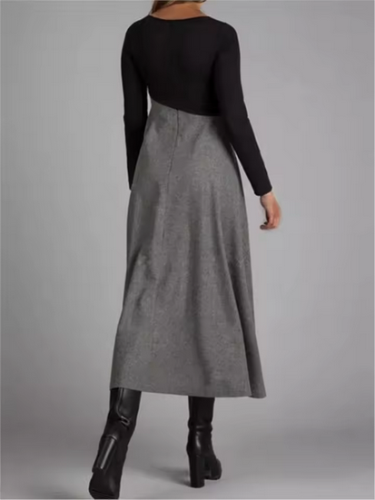 Langes Kleid für Damen - 2-farbig & diagonale Trennung