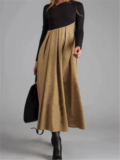 Langes Kleid für Damen - 2-farbig & diagonale Trennung