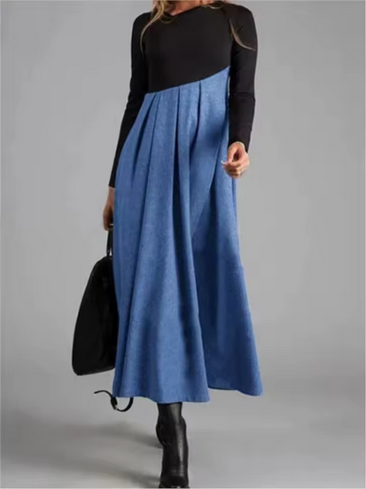 Langes Kleid für Damen - 2-farbig & diagonale Trennung