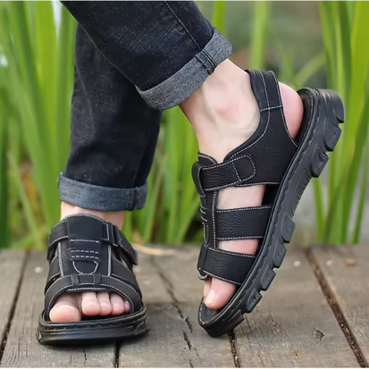 Langlebige Ledersandalen - Rutschfeste Profilsohle & Klettverschluss