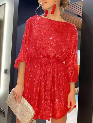 Lässiges Minikleid - Glitzerndes Cocktailkleid